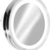 Navaris LED Make-up Spiegel - Vergrotende Cosmeticaspiegel - 360° Draaibaar - 5x Vergroting - Met Zuignap - Badkamerspiegel - Reisspiegel - Zilver