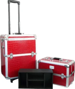 Veronica NAIL-PRODUCTS Aluminium Nagel Trolley 3 In 1 CROCO ROOD, Pedicure, Manicure. Ook Als Sinterklaas Trolley, Trolly, Koffer! -Cosmeticawinkel 1015x1200 2