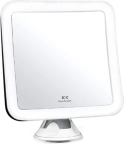 Vergroot Make Up En Scheer Spiegel Met LED Verlichting Vierkant - 10x Vegroting En Natuurlijk Licht Voor Cosmetica/Scheren/Epileren - 360° Graden Verstelbare Zuignap En Wandbevestiging -Cosmeticawinkel 1030x1200 4