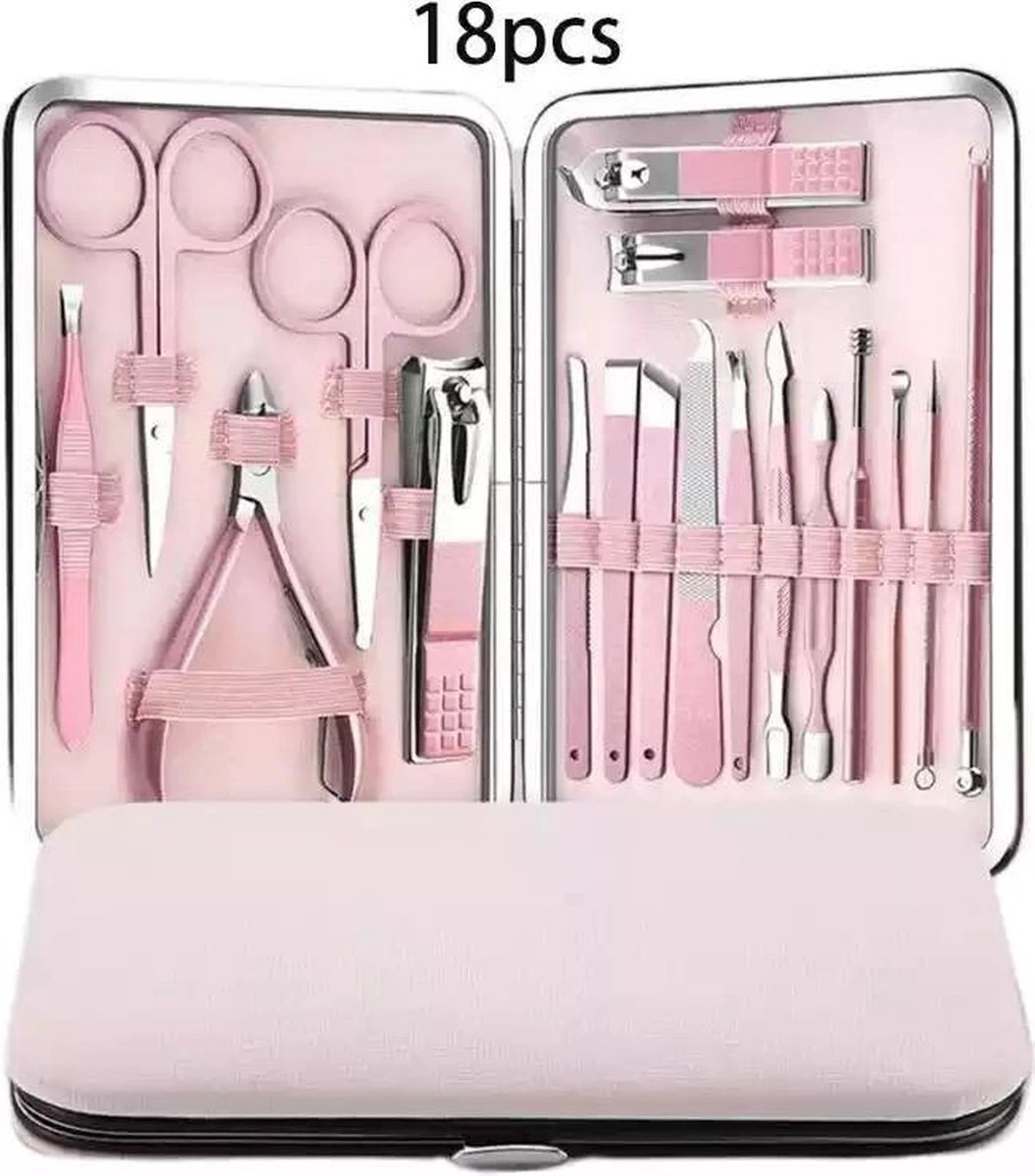 Luxe 18-delige Manicure Set - Manicure Pedicure Set- Nagelverzorging- Met Opbergetui 2 Luxe 18-delige Manicure Set - Manicure Pedicure Set- Nagelverzorging- Met Opbergetui - Afbeelding 2