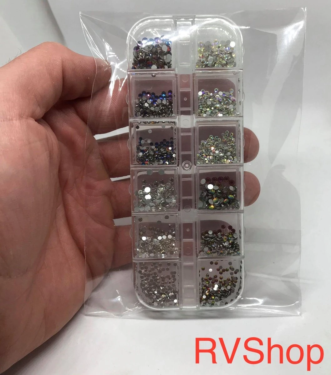 Nagel Decoratie Set - 12 Vormen - 3D - Bling Bling - Zilver - Parelmoer - Diamant 4 Nagel Decoratie Set - 12 Vormen - 3D - Bling Bling - Zilver - Parelmoer - Diamant - Afbeelding 4