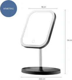 LYVION Make-up Spiegel Op Standaard Met LED / Met 3 Lichtkleuren / Make-up Spiegel / Make-up Standaard / Werkt Op 4 AAA-batterijen Of Micro USB Kabel / Touch - Zwart -Cosmeticawinkel 1086x1200 3