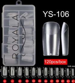 Royala 106 - Square / T Shaped Binnen En Buiten Full Frosted - Full Cover - Nageltips - Nepnagels - Plaknagels - In Assortimentsbox - 120 Stuks 12 Maten - Voor Gellak Acrylnagellak En PolyGel Nagels - Royala Frosted Tips Line
