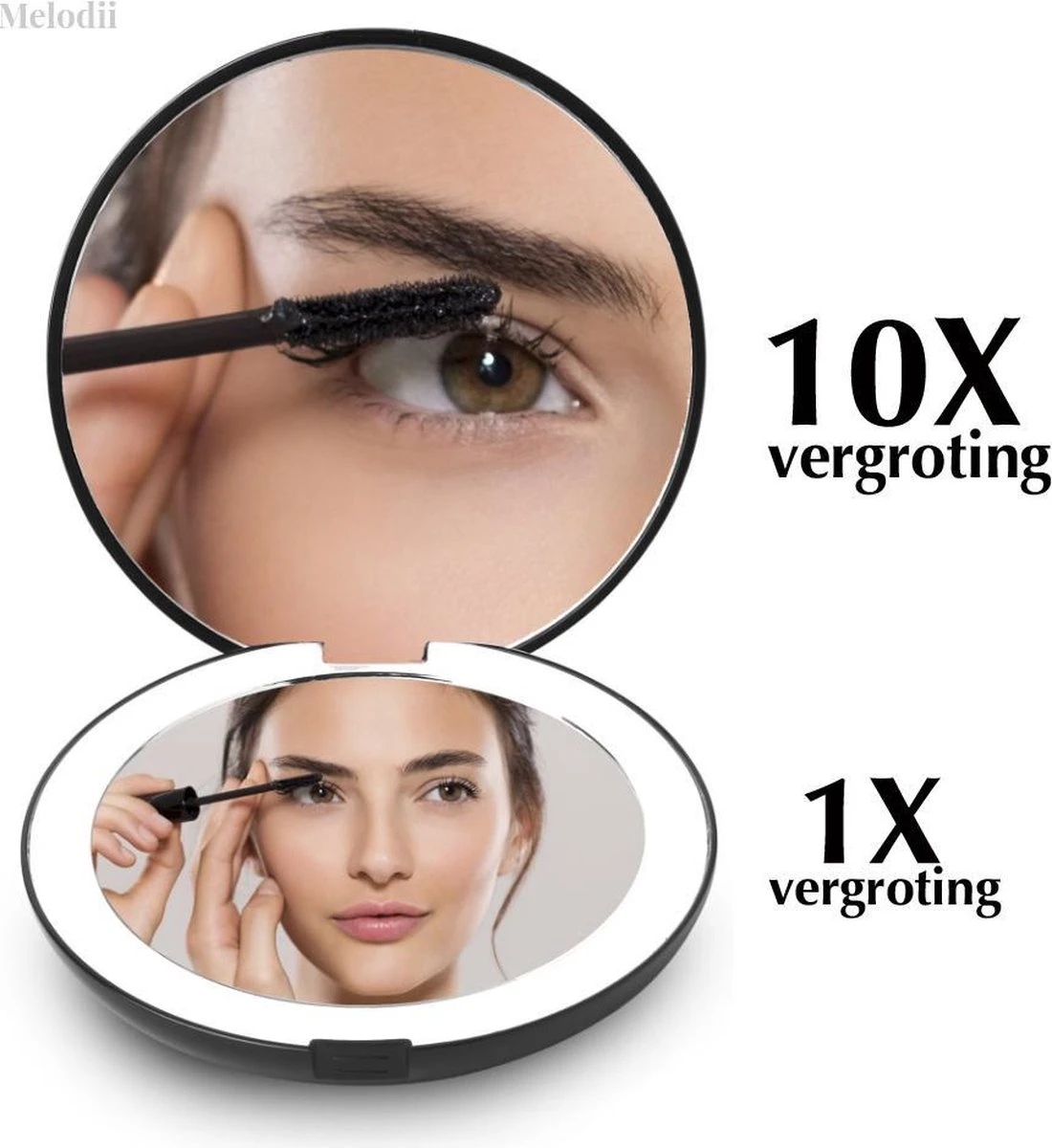 Compact Make-up Spiegel Met Tru-Daylight Verlichting - 10x Vergroting 2 Compact Make-up Spiegel Met Tru-Daylight Verlichting - 10x Vergroting - Afbeelding 2