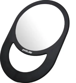 Evolize Onbreekbare Spiegel Met Handvat - Ø 16,5 Cm - Ophangbaar - Rond - Handspiegel - Kappersspiegel - Reisspiegel - Make Up - Afmeting: 28 X 19 Cm - Zwart -Cosmeticawinkel 1107x1200 2