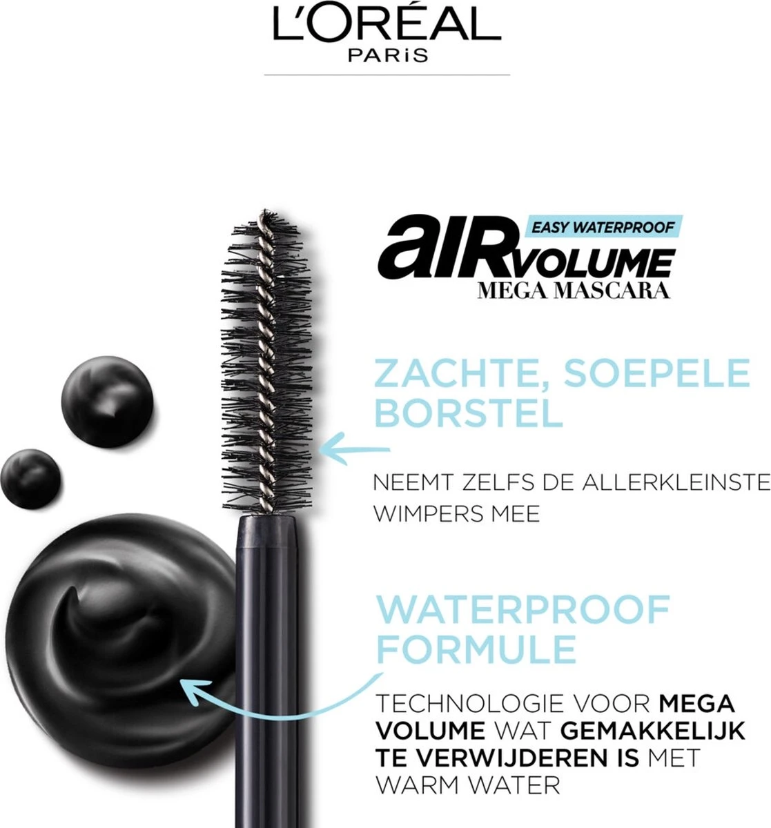 L’Oréal Paris Air Mega Volume Mascara - 01 Black Waterproof - Mega Volume Mascara - 9.4 Ml 4 L’Oréal Paris Air Mega Volume Mascara - 01 Black Waterproof - Mega Volume Mascara - 9.4 Ml - Afbeelding 4