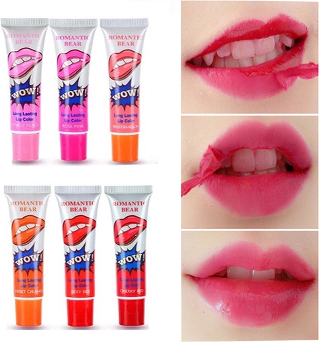 New Romantic Bear Peel Off Liquid Lipstick Waterproof - Langdurig Lipgloss - SEXY RED 2 New Romantic Bear Peel Off Liquid Lipstick Waterproof - Langdurig Lipgloss - SEXY RED - Afbeelding 2