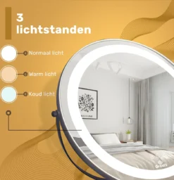 Great's® Make Up Spiegel Met LED Verlichting - ⌀ 40cm - Visagie Spiegel Rond - Extra Close Up Spiegeltje 10x - Zwart -Cosmeticawinkel 1157x1200 2