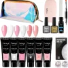Luneya Polygel Kit - 6 Kleuren - Polygel Nagels Starterspakket - Tasje - Incl. UV LED Lamp