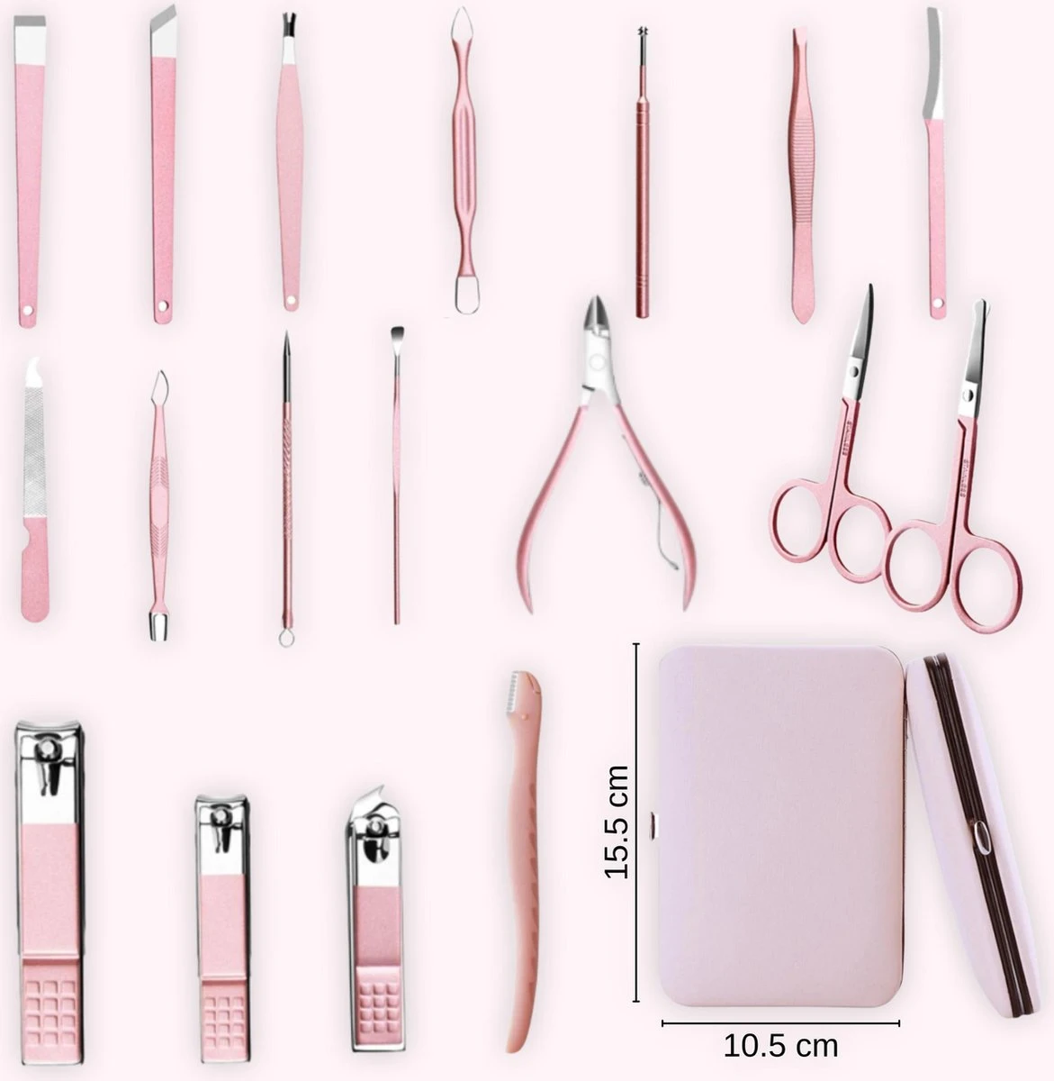 ⭐ATV PERFECTUM Luxe 18-delige - Manicure Set - Met Lederen Opbergetui - Manicureset - Nagelschaartje - Manicuresetje 10 ⭐ATV PERFECTUM Luxe 18-delige - Manicure Set - Met Lederen Opbergetui - Manicureset - Nagelschaartje - Manicuresetje - Afbeelding 10