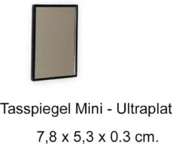 Tasspiegel - Mini - Ultraplat - Zwart - Afmeting: 7,8 X 5,3 X 0,3 Cm