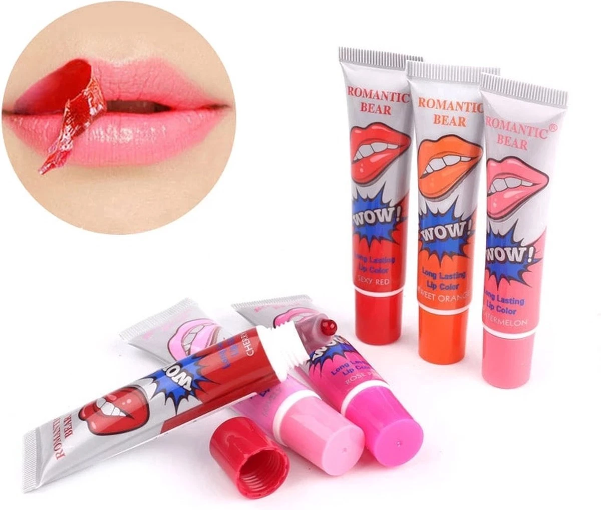 New Romantic Bear Peel Off Liquid Lipstick Waterproof - Langdurig Lipgloss - SEXY RED 5 New Romantic Bear Peel Off Liquid Lipstick Waterproof - Langdurig Lipgloss - SEXY RED - Afbeelding 5