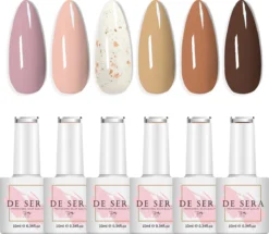 De Sera Gellak 6-delige Set - Gel Nagellak - Nude - Marmer - Un Mélange - 10ML