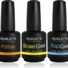 MURLEY’s Primer Base Coat Top Coat 3 In 1 Set Voor Gellak Polygel Acryl Basecoat & Topcoat - 3x 15ml - Gel Nagellak - Gelnagellak - UV / LED Lamp Gelnagels