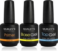 MURLEY’s Primer Base Coat Top Coat 3 In 1 Set Voor Gellak Polygel Acryl Basecoat & Topcoat - 3x 15ml - Gel Nagellak - Gelnagellak - UV / LED Lamp Gelnagels