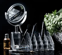 Oxid7® Organizer Voor Cosmetica Acryl - 25,5x22,5x15 Cm - 16 Vakken En Spiegel Met 3x Vergroting -Cosmeticawinkel 1200x1070 3