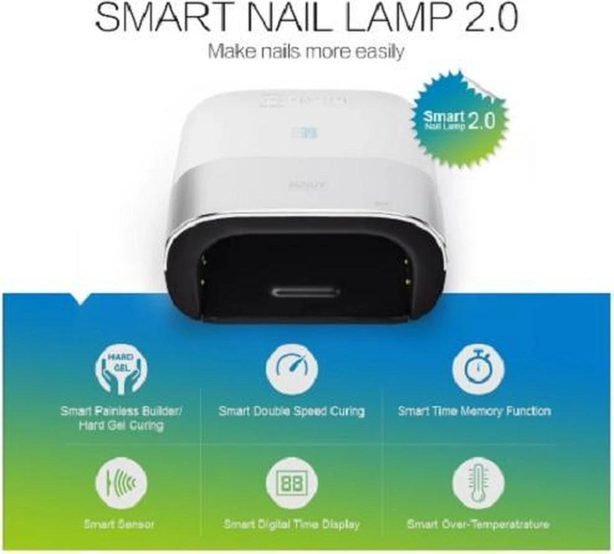 NAGELLAMP - Professionele Nageldroger - 48 Watt - LED UV Nagellamp - Gel Nagellak - 36 LEDlampjes - SMART Sensor – Timer - Nagel Gellak - Wit/Zilver 2 NAGELLAMP - Professionele Nageldroger - 48 Watt - LED UV Nagellamp - Gel Nagellak - 36 LEDlampjes - SMART Sensor – Timer - Nagel Gellak - Wit/Zilver - Afbeelding 2