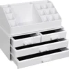 Nancy's Cutler Make-Up Organizer - Make-Up Opslag - 4 Lades - Open Vakken - Wit - Acryl - 24 X 13.5 X 18.5 Cm