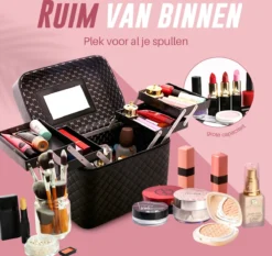 Make Up Koffer En Organizer - Beautycase Met Spiegel - Dames - Cosmetica En Visagie - Zwart 17 Make Up Koffer En Organizer - Beautycase Met Spiegel - Dames - Cosmetica En Visagie - Zwart -Cosmeticawinkel 1200x1131 4