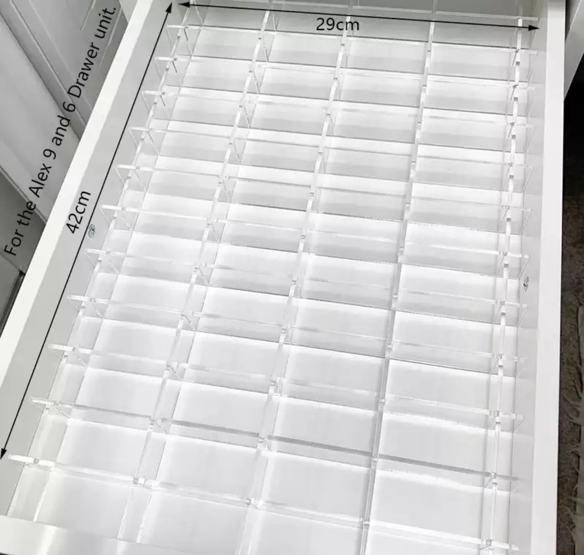 Jumanah® Collections "Sorted" - Medium - Set A - Make Up Organizer Ladeverdeler Transparant Acryl- Ikea Alex 9 Ladeblok 3 Jumanah® Collections "Sorted" - Medium - Set A - Make Up Organizer Ladeverdeler Transparant Acryl- Ikea Alex 9 Ladeblok - Afbeelding 3