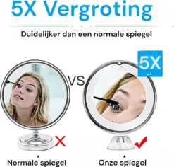 Merkloos Make-Up Spiegel - 5X Vergroting - LED Licht - Make Up Spiegel Met Verlichting - Vergrootspiegel Met Zuignap 7 Merkloos Make-Up Spiegel - 5X Vergroting - LED Licht - Make Up Spiegel Met Verlichting - Vergrootspiegel Met Zuignap -Cosmeticawinkel 1200x1148 6