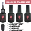 #GRUMPYGREYSERIE - Influence Gellac - Grijze Gellak - Gellak Grijs UV - UV Gellak - Gel Nagellak - Basecoat - Topcoat - Topcoatmat - No Wipe - Startersset - Kado Vrouw - Valentijns Cadeau - Kado Voor Haar - 4 X 10 Ml
