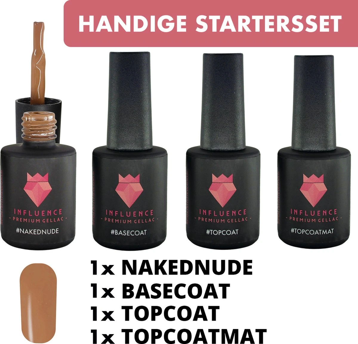 #NAKEDNUDESERIE - Influence Gellac - Nude Gellak - Gellak Nude UV - UV Gellak - Gel Nagellak - Basecoat - Topcoat - Topcoatmat - No Wipe - Startersset - Kado Vrouw - Valentijns Cadeau - Kado Voor Haar - 4 X 10 Ml 1 #NAKEDNUDESERIE - Influence Gellac - Nude Gellak - Gellak Nude UV - UV Gellak - Gel Nagellak - Basecoat - Topcoat - Topcoatmat - No Wipe - Startersset - Kado Vrouw - Valentijns Cadeau - Kado Voor Haar - 4 X 10 Ml