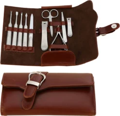 Fritzline© Professionele Manicureset 10-delig | RVS | Leren Etui | Nagelknipper | Nagelschaar | Nageltang
