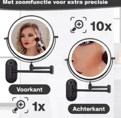 Make Up - Spiegel - Led Verlichting - 10X Vergroting - 3 Lichtstanden - Wandspiegel Rond - Badkamer - Mat Zwart - Draadloos -Cosmeticawinkel 1200x1165 16