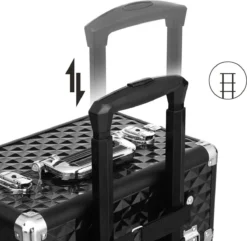 Merkloos Trolley, Make-up Koffer, Cosmetische Koffer, Voor Nageldesign, Make-up Organizer, Koffer Met Draagtas, Zwart JHZ04B -Cosmeticawinkel 1200x1170 39