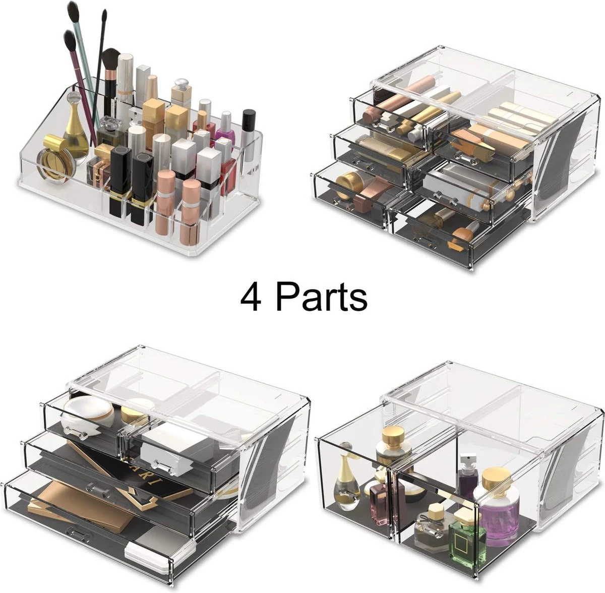 Make-up Cosmetische Organizer Opbergladen Display Dozen Case Met Laden (12D, Transparant) 4 Make-up Cosmetische Organizer Opbergladen Display Dozen Case Met Laden (12D, Transparant) - Afbeelding 4