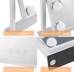 Bright Beauty Vanity Make Up Spiegel Met Verlichting - Zwart - Dimbaar Met Drie Lichtstanden -Cosmeticawinkel 1200x1177 9