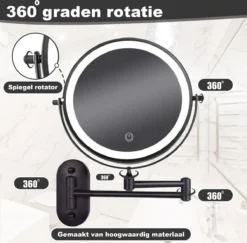 Make Up - Spiegel - Led Verlichting - 10X Vergroting - 3 Lichtstanden - Wandspiegel Rond - Badkamer - Mat Zwart - Draadloos -Cosmeticawinkel 1200x1180 8