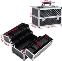 Make-upkoffer, Kapperskoffer, Cosmeticakoffer, Lege Nagelkoffer, Multikoffer, Afsluitbaar Voor Nageldesign/massageolie/fotoapparatuur, 34,7 X 22,2 X 25 Cm HMTM-YAHEE-411176 -Cosmeticawinkel 1200x1185 8