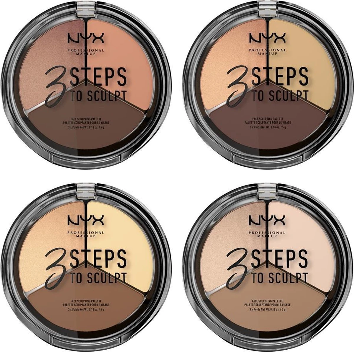 NYX Professional Makeup 3 Steps To Sculpt Face Sculpting Palette - Light 3STS02 - Highlighter En Contouring Make-up - 15 Gr 5 NYX Professional Makeup 3 Steps To Sculpt Face Sculpting Palette - Light 3STS02 - Highlighter En Contouring Make-up - 15 Gr - Afbeelding 5