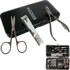 Medies - Luxe Manicureset 16 Delig Met Lederen Luxe Etui | Pedicure Set | Manicure Etui | Manicure Sets | Pedicure Sets | Nagelverzorging | Nagelknippers | Comedonlepels | Nagelvijl | Nagelriemknipper | Teennageltang | Nagelschaar | RVS -Cosmeticawinkel 1200x1195 21
