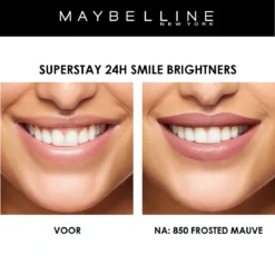Maybelline SuperStay 24H Smile Brighters Lippenstift - 850 Frosted Mauve - Roze - Langhoudend -Cosmeticawinkel 1200x1197 15