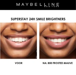 Maybelline SuperStay 24H Smile Brighters Lippenstift - 850 Frosted Mauve - Roze - Langhoudend -Cosmeticawinkel 1200x1197 16