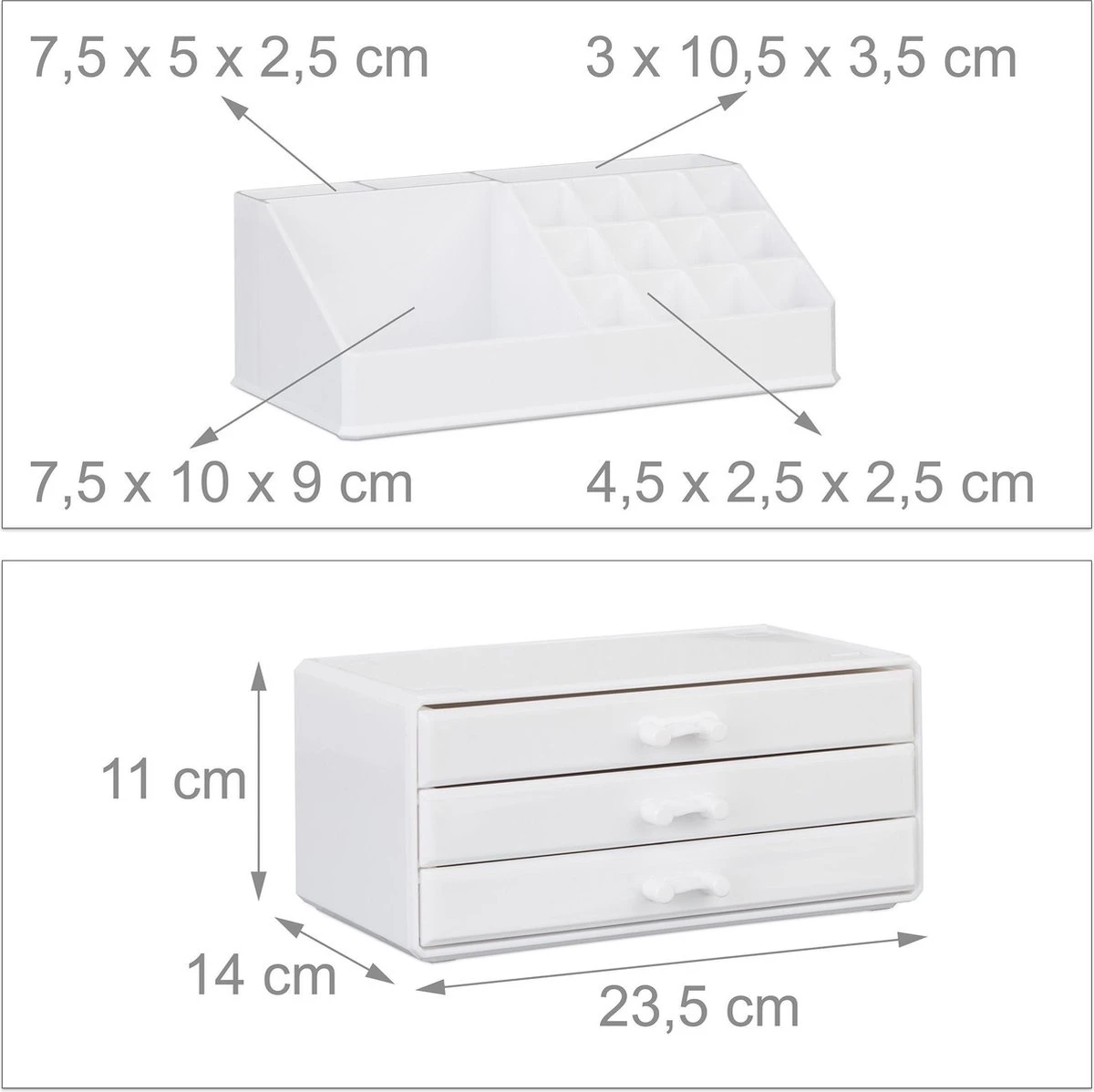 Relaxdays Make-up Organizer Klein - Stapelbaar - Sieradendoosje - Cosmetica - Opbergbox - Wit 11 Relaxdays Make-up Organizer Klein - Stapelbaar - Sieradendoosje - Cosmetica - Opbergbox - Wit - Afbeelding 11