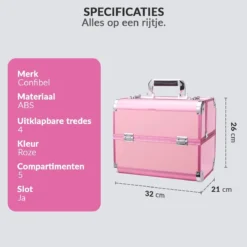 Confibel Cosmetica Koffer - Make Up Koffer Uitklapbaar - 5 Opbergbakken Make-up Koffer - Beautycase/Visagiekoffer /Cosmeticakoffer /Beautycase/ Nagelstylistekoffer - Roze 14 Confibel Cosmetica Koffer - Make Up Koffer Uitklapbaar - 5 Opbergbakken Make-up Koffer - Beautycase/Visagiekoffer /Cosmeticakoffer /Beautycase/ Nagelstylistekoffer - Roze -Cosmeticawinkel 1200x1200 1125
