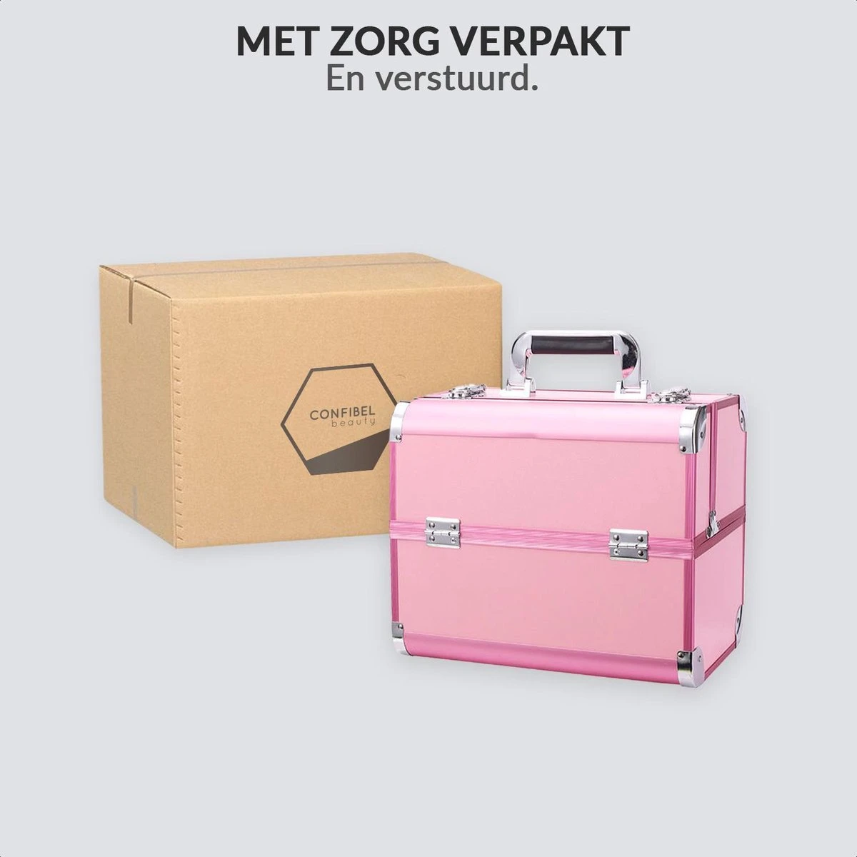 Confibel Cosmetica Koffer - Make Up Koffer Uitklapbaar - 5 Opbergbakken Make-up Koffer - Beautycase/Visagiekoffer /Cosmeticakoffer /Beautycase/ Nagelstylistekoffer - Roze 7 Confibel Cosmetica Koffer - Make Up Koffer Uitklapbaar - 5 Opbergbakken Make-up Koffer - Beautycase/Visagiekoffer /Cosmeticakoffer /Beautycase/ Nagelstylistekoffer - Roze - Afbeelding 7
