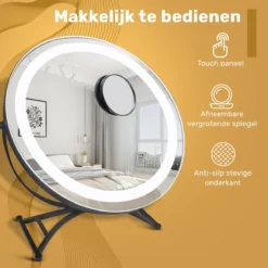 Great's® Make Up Spiegel Met LED Verlichting - ⌀ 40cm - Visagie Spiegel Rond - Extra Close Up Spiegeltje 10x - Zwart -Cosmeticawinkel 1200x1200 1134