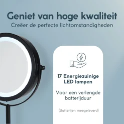DAY Make-up Spiegel Met Verlichting - LED - 360° Draaibaar - Dubbelzijdig - 5x Vergroting - Scheerspiegel -Cosmeticawinkel 1200x1200 1142