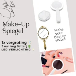 Merkloos Make Up Spiegel Met Led Verlichting - Verzorging Spiegel - Luxe Handspiegel - Zakspiegel - Sterke Handvat -Wit -Cosmeticawinkel 1200x1200 1185