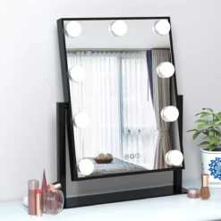 Bright Beauty Vanity Make Up Spiegel Met Verlichting - Zwart - Dimbaar Met Drie Lichtstanden