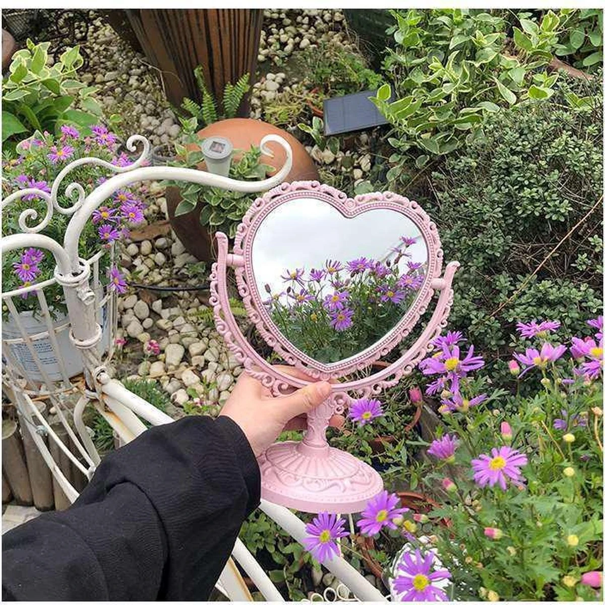 Kawaii Roze Makeup Spiegel - Hart Spiegel - Dubbelzijdig - Makeup Mirror 3 Kawaii Roze Makeup Spiegel - Hart Spiegel - Dubbelzijdig - Makeup Mirror - Afbeelding 3