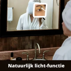 Vergroot Make Up En Scheer Spiegel Met LED Verlichting Vierkant - 10x Vegroting En Natuurlijk Licht Voor Cosmetica/Scheren/Epileren - 360° Graden Verstelbare Zuignap En Wandbevestiging -Cosmeticawinkel 1200x1200 1215
