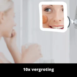 Vergroot Make Up En Scheer Spiegel Met LED Verlichting Vierkant - 10x Vegroting En Natuurlijk Licht Voor Cosmetica/Scheren/Epileren - 360° Graden Verstelbare Zuignap En Wandbevestiging -Cosmeticawinkel 1200x1200 1216