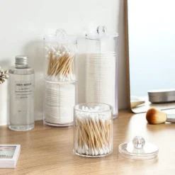 Without Lemon - Wattenstaafjes En Wattenschijfjes Houder - Dubbel Transparant Opberghouder - Opbergdoosje - Makeup Organizer - Zonder Zijopening - Met Deksel - Stapelbaar -Cosmeticawinkel 1200x1200 1221