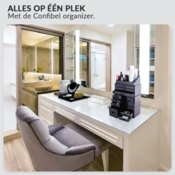 Confibel XXL Acryl Make-up Cosmetica Organizer - Verstelbare Lades - Sieraden/Make-up/Cosmetica Organizer - 11 Compartimenten - Zwart -Cosmeticawinkel 1200x1200 1226